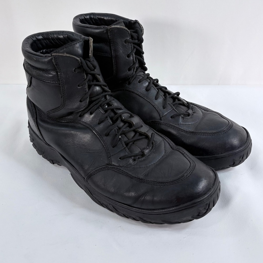 Oakley Tactical Boots Black Leather Vibram Sole Mid Top Mens 14 Duty Work Boots